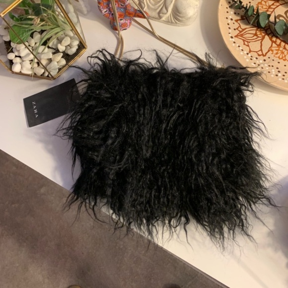 Zara Handbags - Zara Faux Fur Handbag In Black